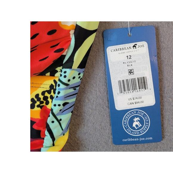 Caribbean Joes NWT Tropical Fruit Print One-Piece Swimsuit Blouse-On Size 12 - Picture 8 of 8